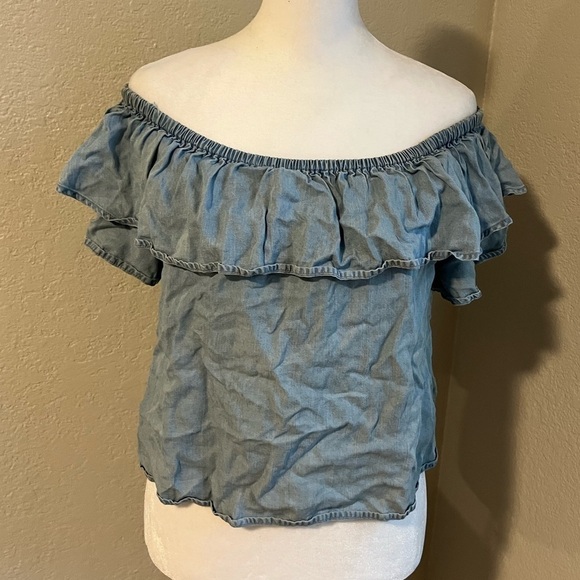 Jean Off The Shoulder Blouse - Picture 1 of 5